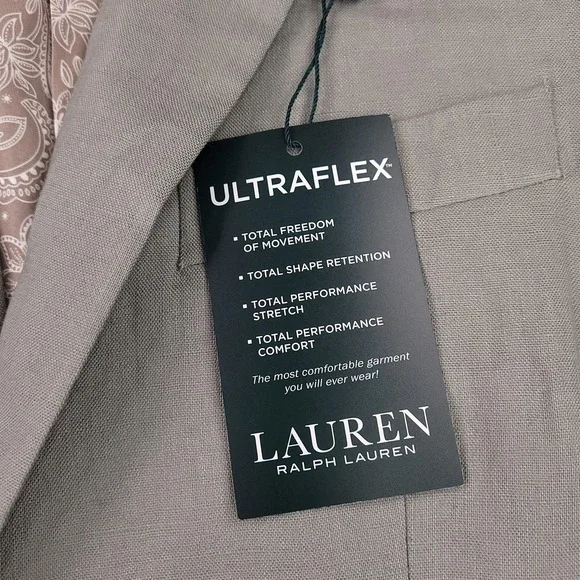 Lauren Ralph Lauren Blazer Mens 40L Ultraflex Linen Lassiter New Jacket - Picture 12 of 16